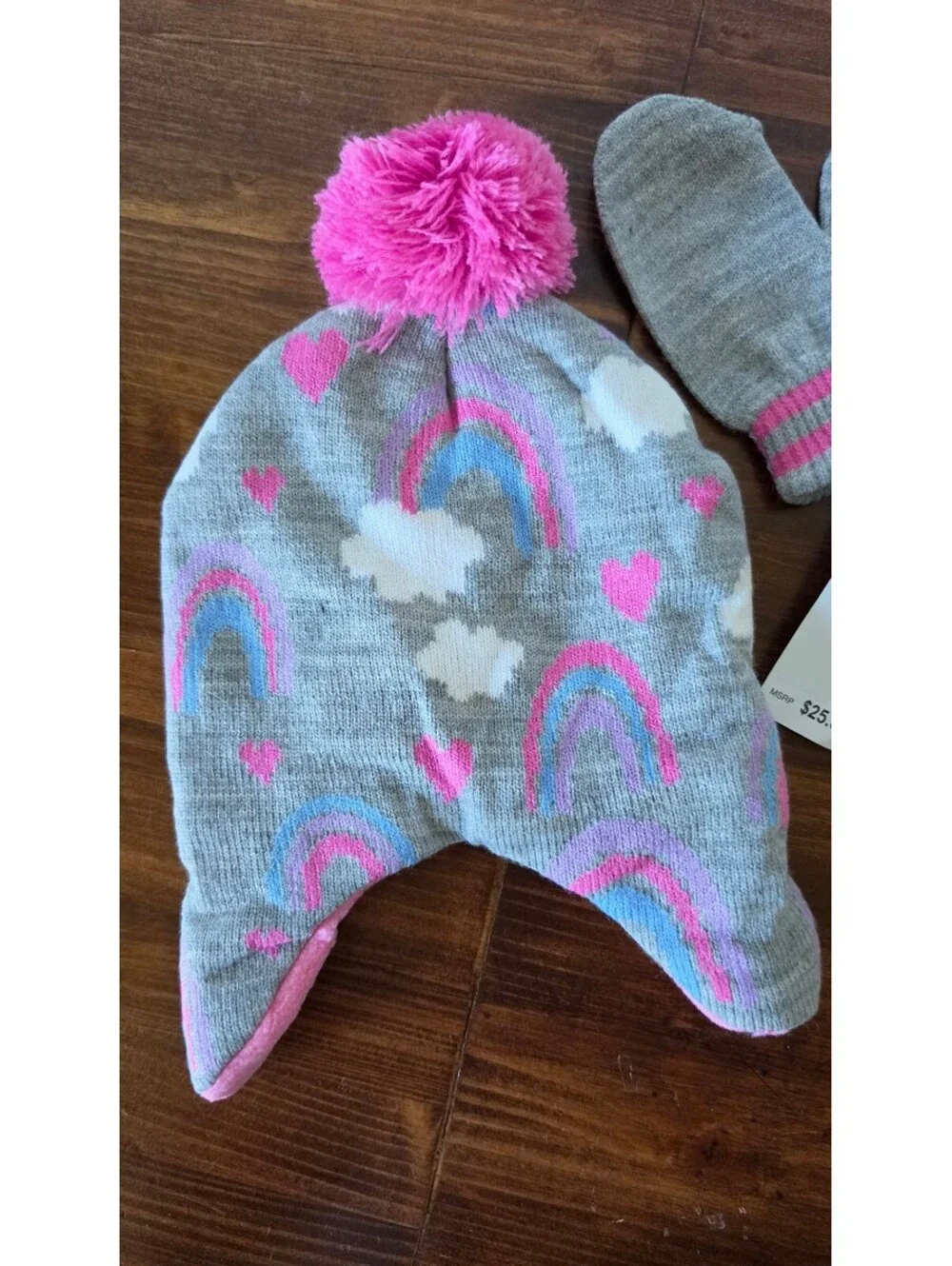NWT Hasbro Peppa Pig Toddler Girls Winter Hat & Mittens 2-Piece Set,393
